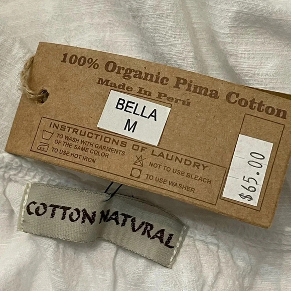 🤍 Cotton Natural Off‎ The Should Asymmetrical Top New Medium - Picture 5 of 7